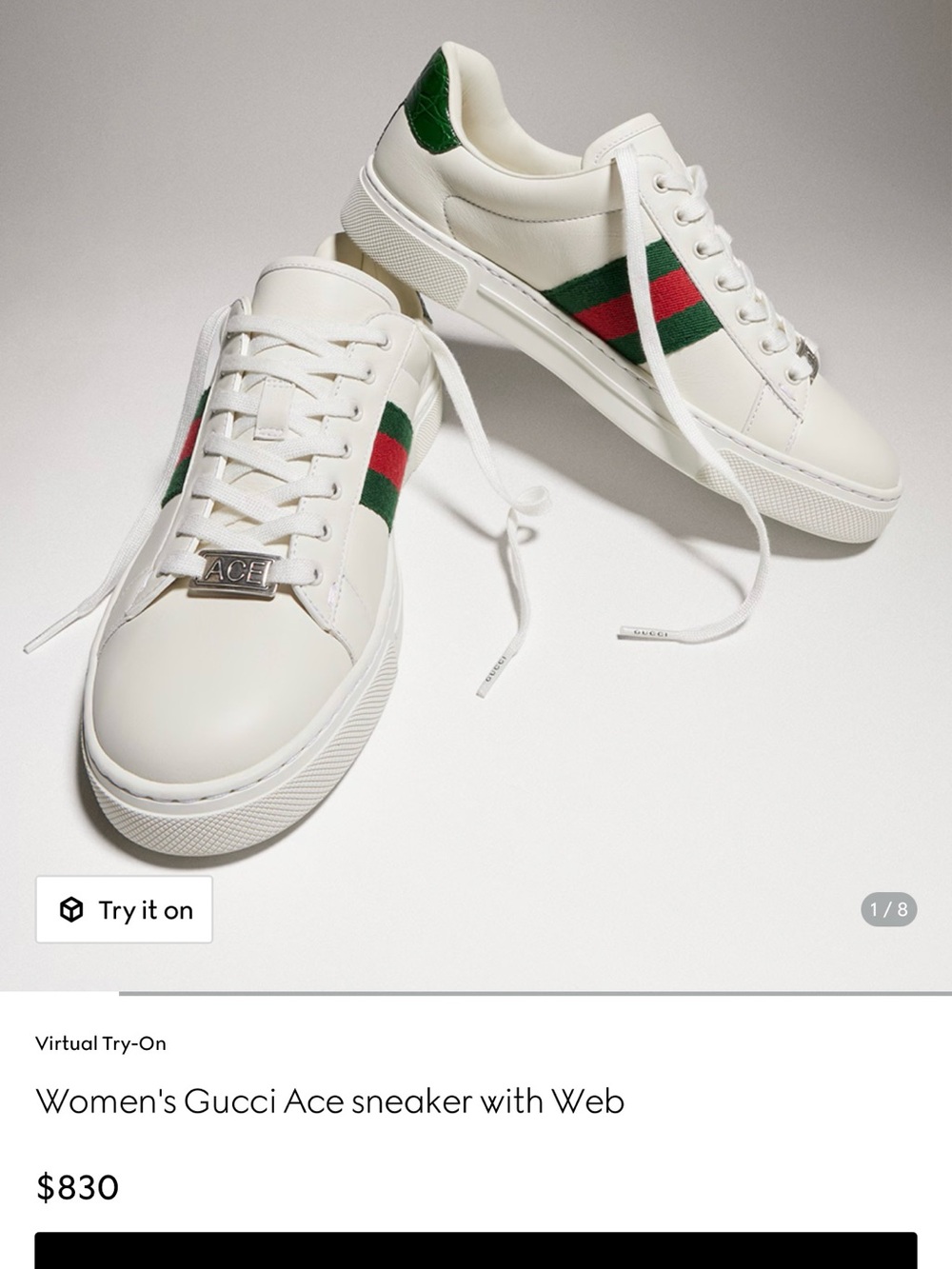 Gucci White Leather Sneakers with Green & Red Web Stripe